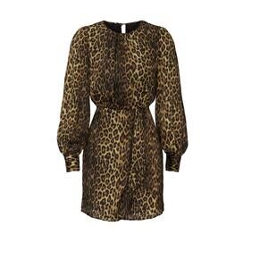 The Kooples Leopard Print Long Sleeve A Line Dress